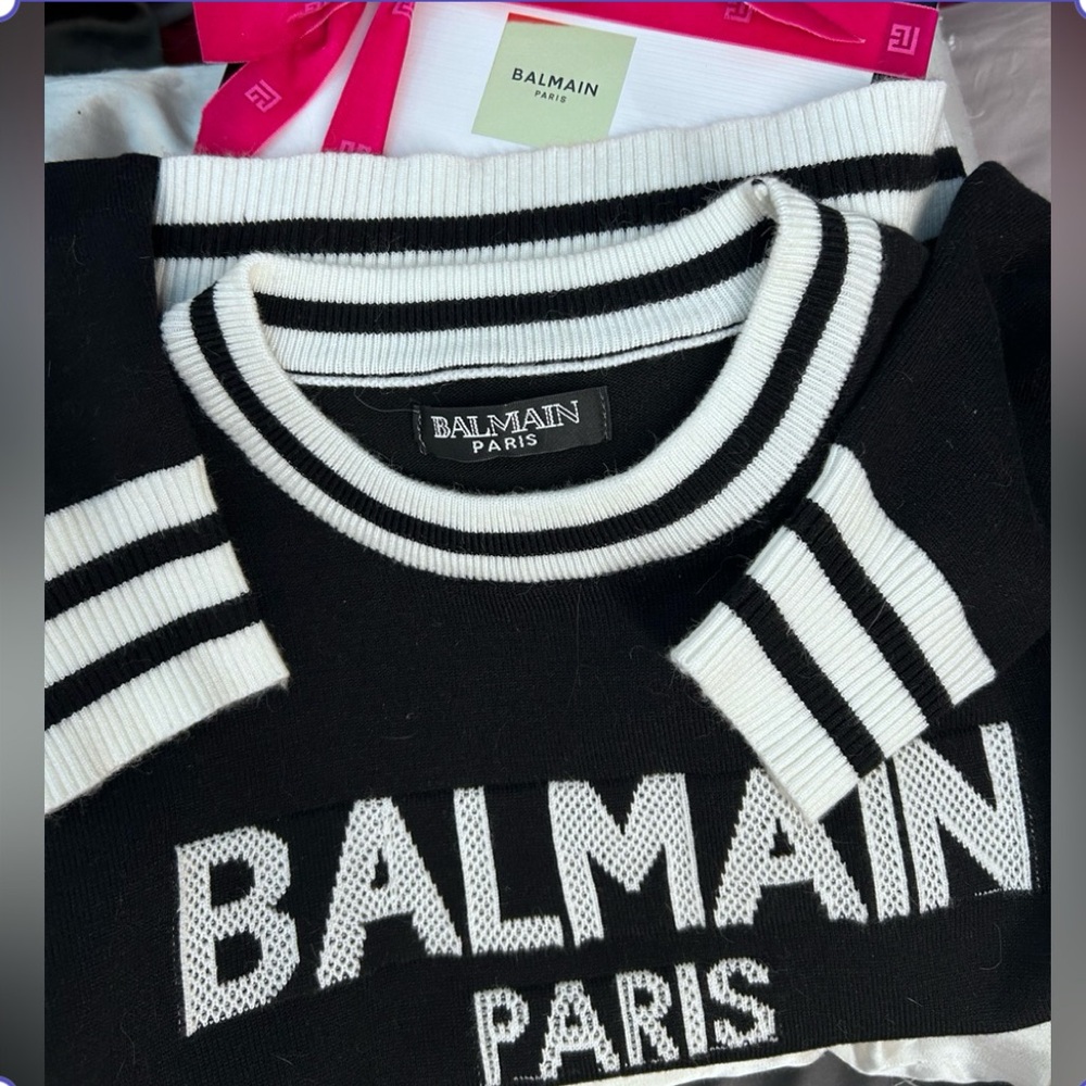 Authentic Balmain intarsia-knit logo jumper. - Picture 13 of 16